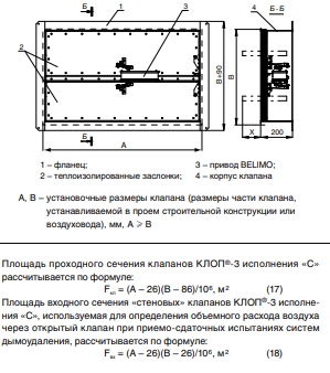 Схема конструкции клапана КЛОП®-3 исполнения «С» с приводом BELIMO